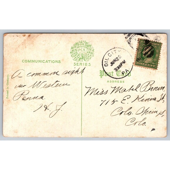 Postcard Oil Wells Derricks Posted Oil City Pa Triumph Hill Field Pennsylvania - Picture 2 of 2